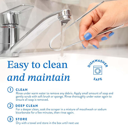 Mouthology Tongue Scraper (2 Pack), Reduce Bad Breath (Travel Cases Included), Stainless Steel Tongue Cleaners, Metal Tongue Scraper, Tongue Scraper for Adults - Fresher Breath in Seconds