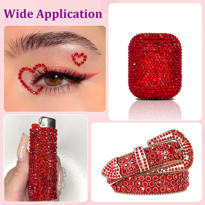 30000Pcs Red Rhinestones for Bedazzling with B7000 Jewelry Glue, Bedazzler Kit Flatback Gems, Resin Rhinestones for Crafting Crafts Clothing Shoes Fabric Nail Art Assorted Size 2/3/4/5/6mm