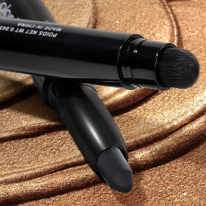 Cream Waterproof Hypoallergenic Eyeshadow Stick, long wear Metallic Glitter Matte Eye Shadow Pencil With Makeup Brush, Eye Brightener, 34 Midnight Matte