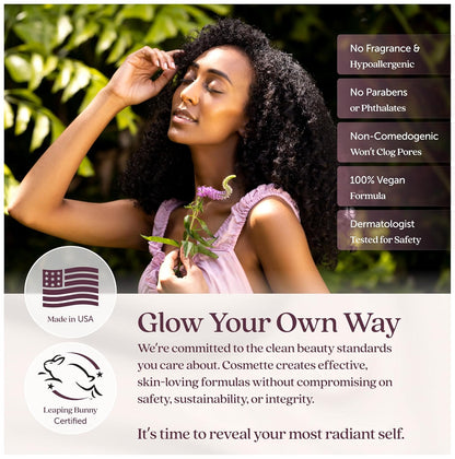 Cosmette Bright Embrace Brightening Eye Cream, Vegan Under Eye Butter for Dark Circles & Wrinkles with Niacinamide, Protect Sensitive Skin Against Aging, Natural Skincare for Clean Beauty, 0.5 FL Oz