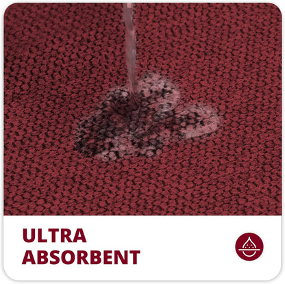 Bathroom Rugs Set 2 Pieces,Thin Bathroom Mats,Toilet Rugs,Quick Dry,Non-Slip,Machine Washable,Low Pile,Absorbent Bath Mats,Shower,Sink,Home Decor Accessories.Red,1'5"x2'3"+1'8"x2" U Shape