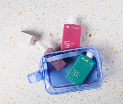 MEDIX 5.5 Best Sellers Travel Kit Skin Care Set - Retinol Body Lotion + Glycolic Acid Exfoliating Body Wash + 20% Vitamin F Body Oil 3PC Skincare Set | Crepey Skin Care Treatment, 3 Piece Travel Kit