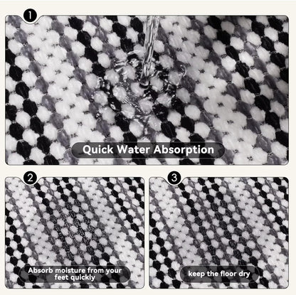 YDKGLSuper Absorbent Non Slip Bath Mats for Bathroom,FloorShower,Sink.Machine Washable Bathroom Rugs,Rubber Backed Bathroom Mats，Ultra Soft (Black 24x35)