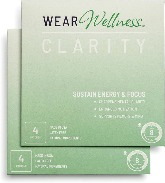 Clarity Film Patches – Topical Patches for Energy & Focus - Patch with Botanical Extracts – Natural Support for Memory & Concentration - Long-Lasting Effect – 8 Pack