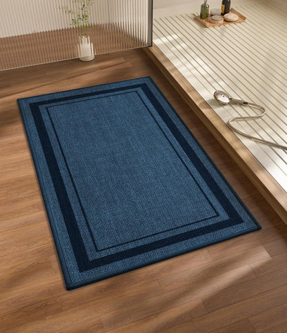 chakme Bathroom Rugs Mat 32x17, Ultra Thin Non Slip Bath Mat Quick Dry Absorbent Bath Mat for Bathroom, (Dark Blue, 32"x17")