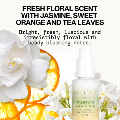 Pacifica Tahitian Gardenia Perfumed Hair & Body Mist, Alcohol-Free Spray Designed For Head-To-Toe Wear, Vegan & Cruelty-Free, 6 Fl Oz
