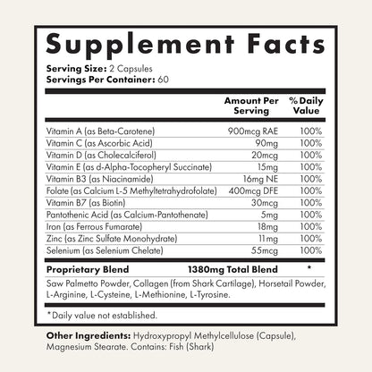 UnTangled Hair Vitamins (60-day supply) - Collagen & Biotin Supplement for Women & Men, Visibly Thicker, Faster Hair Growth