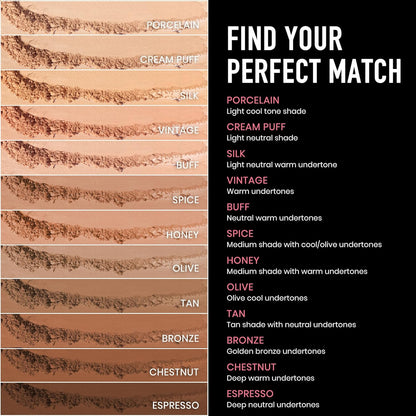 Frankie Rose Cosmetics Powder Foundation – Full Coverage Face Powder For Pores & Imperfections, Evens Out Skin Tone & Shine-Control | 58 Grams (Chestnut)