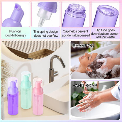 Zhehao 80 Pcs Lash Shampoo Bottle Brushes Kit 20 Foam Pump Dispensers 20 Lash Shampoo Brushes 20 Eyelash Aftercare Bag 20 Cleaning Pipes, Eyelash Extension Supplies (Mixed Colors)