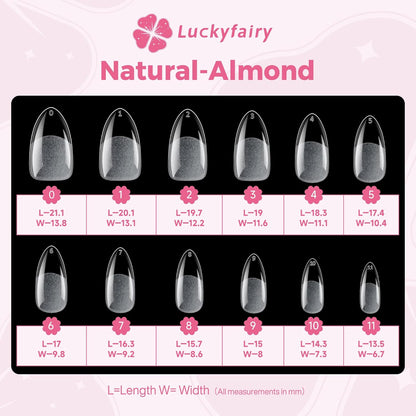 Almond Nail Tips: 240pcs Pointed Almond Soft Gel Nail Tips, Pre-shape Short Nails, Half Matte Full Cover Clear Acrylic Fake Press On Nails for Nail Extension Home Nail Art 12 Sizes Gelly Tips