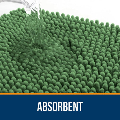 OLANLY Bathroom Rugs 70x24, Extra Soft Absorbent Chenille Bath Rugs, Rubber Backing Quick Dry, Machine Washable Bath Mats for Bathroom Floor, Tub and Shower, Home Decor Accessories, Olive Green