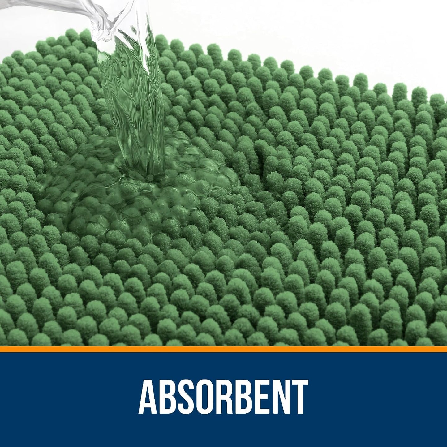 OLANLY Bathroom Rugs 36x24, Extra Soft Absorbent Chenille Bath Rugs, Rubber Backing Quick Dry, Machine Washable Bath Mats for Bathroom Floor, Tub and Shower, Home Decor Accessories, Olive Green