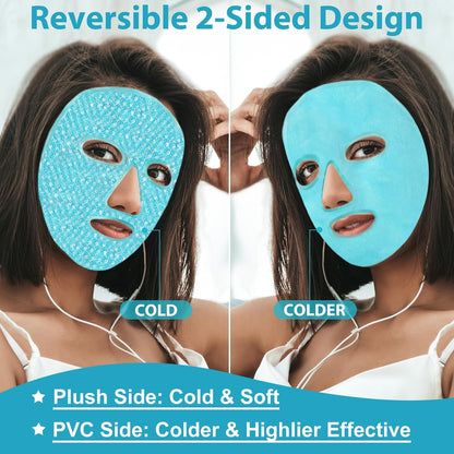 BeeVines Ice Face Mask, Cooling Gel Pack for Puffy Eyes, Cold & Hot Reusable Compress, Frozen Eye Packs Masks for Women for Dark Circles, Puffiness & Allergies (One Pack Blue)