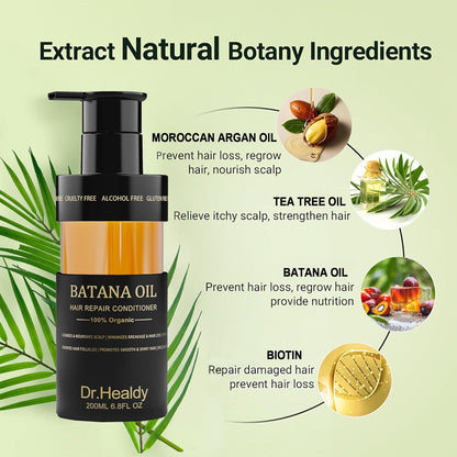 Dr.Healdy Batana Oil Conditioner for Hair Growth - Repairs Damage, Nourishes Scalp & Strengthens Hair Roots - Sulfate Free Formula for All Hair Types (6.8 Fl Oz)