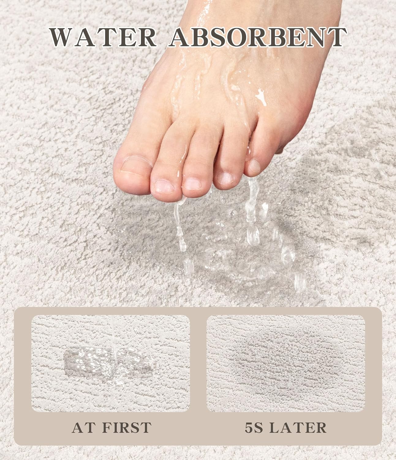 chakme Bathroom Rug Sets 2 Piece, Ultra Thin Bath Mat Quick Dry Bath Mat Set, Absorbent Bath Mat for Bathroom Non Slip Machine Washable, (White, 2 Piece)