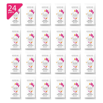 Bodipure All-In-1 Moisturizing Hand Mask Gloves – Keratin & Vitamin E Treatment for Dry Cracked Hands, Deep Hydration Repair Gloves, Strengthen Nails & Soften Cuticles, Spa Hand Care 24 Pairs