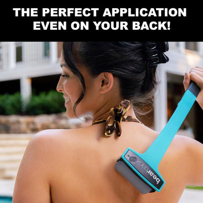 bearback Lotion Applicator for Back & Body – Long Reach Folding Handle with 2 Reusable Foam Rollers – Apply Lotion, Medication, Ointment, Sunscreen, Self Tanner – American Small Business (Teal)