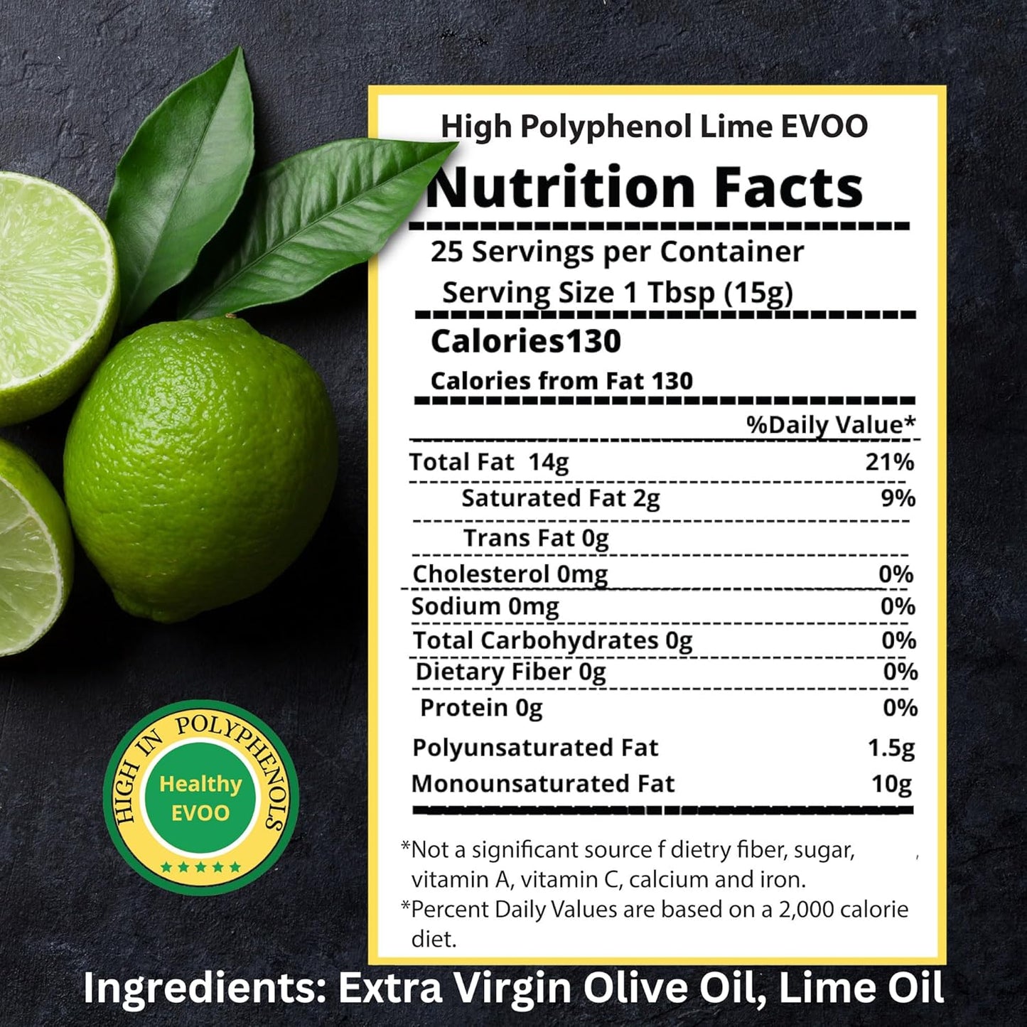M.G. PAPPAS High Polyphenol Rich Lime Infused Olive Oil Extra Virgin - Polyphenol Lab Report 650mg/kg - Unfiltered Cold Pressed Greek EVOO - Award Winning - Cooking Lime Oil – 12.7 Oz 375ml