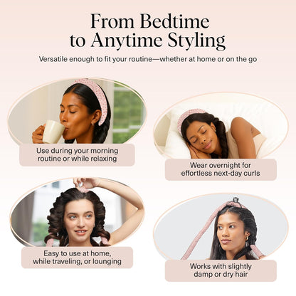 Kitsch Satin Heatless Curling Set – Heatless Hair Curler for Women, Hair Curler to Sleep In - with 2 Satin Scrunchies for Overnight Curls – No Heat Damage Styling with Heatless Curler - Micro Dot