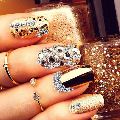 Canvalite 2784PCS Rhinestones Flatback Gems, Nail Rhinestones Nail Art Gems with Jewelry Glues, Pick Up Tweezers and Rhinestone Picker Dotting Pen, Nail Art Tools for Nails, Clothes, Face, Crafts