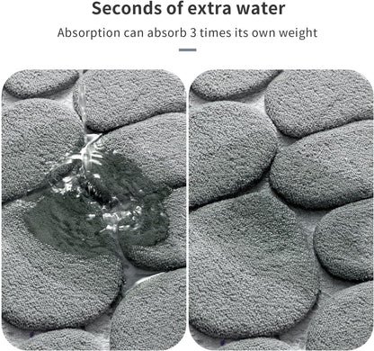 YIHOUSE Memory Foam Bath Mat Cobblestone Bathroom Rugs Super Water Absorbent Bath Mats for Bathroom Machine Washable Bath Rugs(20 x 24,Light Gray)