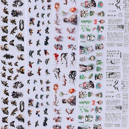 10 Rolls Nail Foils Transfer Nail Art, Chinese Style Nail Foil Transfer Stickers Self Adhesive Nail Art Supplies Decals Cute Panda Manicure Accessories Fall Winter Nail Decorations for Women