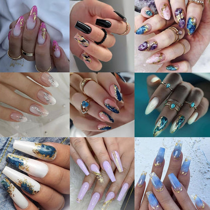 12 Boxes Aluminum Nail Flakes Foils Set - Gold Silver Irregular Paillette Nail Art Sequins 3D Shinny Ultra-Thin Aluminum Foil Nail Art Flakes Glitter Sticker for Manicure Decor DIY Crafts Accessory