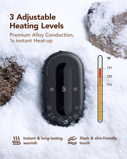 Hand Warmers Rechargeable 2 Pack, Magnetic Alloy Handwarmer 7000 mAh Reusable, Instant Heating UP to 131°F, 15 Hours Long Lasting Palm Pocket Heater, Gifts Packing for Christmas,Hunting,Camping,Golf