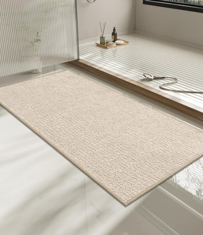 chakme Bathroom Rugs Mat 47x24, Ultra Thin Non Slip Bath Mat Quick Dry Absorbent Bath Mat for Bathroom Floor, (Light Beige, 47"x24")