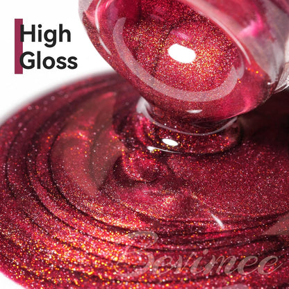 Cat Eye Gel Nail Polish Red Glass Jelly Magnetic Nail Polish Gel Shimmer Glitter Gloss Shine Holographic Wine Color Velvet For Nail Art Manicure DIY At Home 12ml