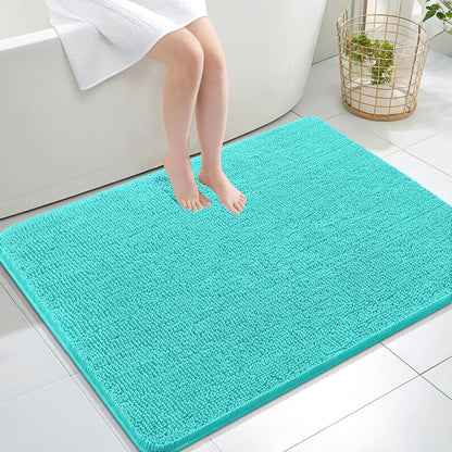 OLANLY Bathroom Rugs 40x32, Extra Soft Absorbent Chenille Bath Rugs, Rubber Backing Quick Dry, Machine Washable Bath Mats for Bathroom Floor, Tub and Shower, Home Decor Accessories, Teal