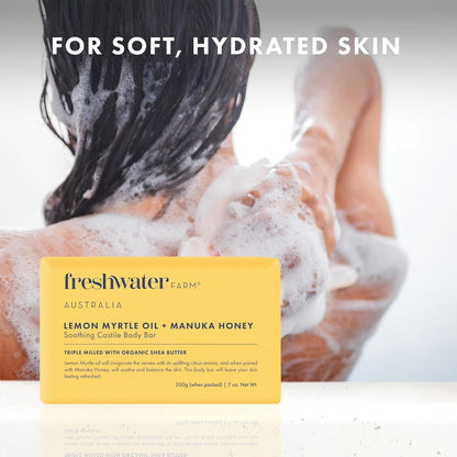 Natural Soap Bar- Lemon Myrtle+Manuka Honey- 7 oz x 8 Pack- Castile Bar Soap, Natural Soap Bar, Bar Soap, Body Soap Bars- Essential Oils For Sensitive Skin