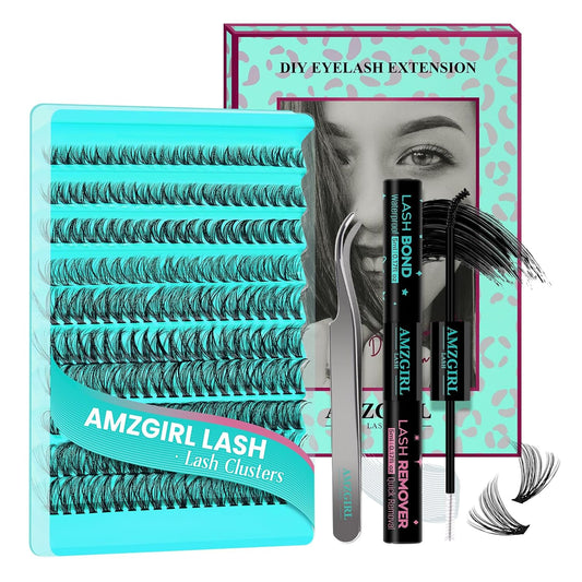 Lash Clusters Kit 200PCS 40D Eyelash Extension Kit D Curl Wispy Eyelash Clusters DIY Natural Individual Lashes Kits Lashes Extensions Kit with Lash Bond and Remover Eyelash Tweezer at Home