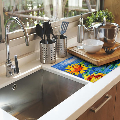 Sunflowers Dish Drying Mat,Modern Art Drying Rack Pad Countertop Dishes Ultra Absorbent Microfiber Kitchen Counter Mat for Coffee Countertop Decor 18x24 Inch