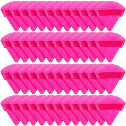 Suclain 48 Pcs Velour Triangle Powder Puff Soft Velour Makeup Puff for Face Powder Makeup Triangle Sponges for Wet and Dry Cosmetic Foundation Loose Mineral Body Tool (Pink)