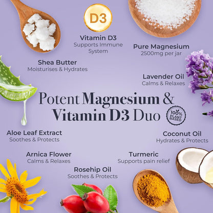 Magnesium Cream with Vitamin D3 [4 Fl Oz] - Magnesium and VIT D Lotion - Turmeric & Arnica Calm Cream - Magnesium and VIT D3 - Lavender