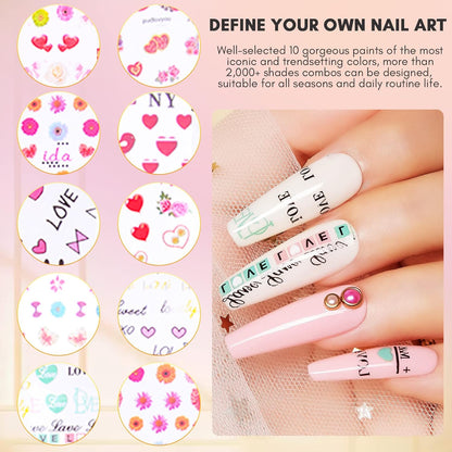 Makartt Nail Foil Sheets, 10 Rolls Thanksgiving Valentine Theme Transfer Nails Sticker for DIY Art Decorations & Design - 2.5x100cm