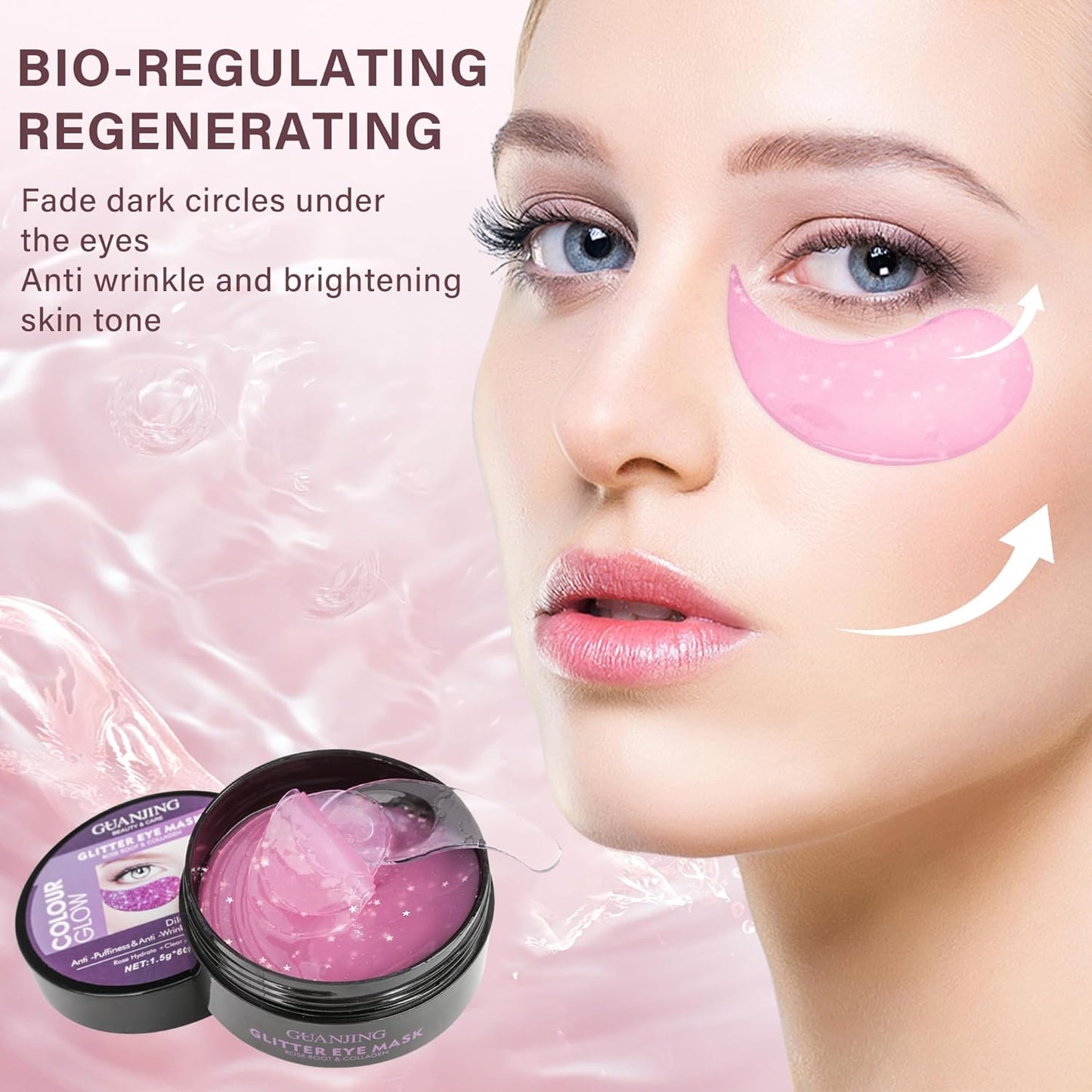 Caffeine Under Eye Masks for Dark Circles (60 Pairs),Puffiness and Eye Fatigue,Shimmering Eye Masks with Hyaluronic Acid Niacinamide, For Women and Men,Anti-Aging Eye Masks