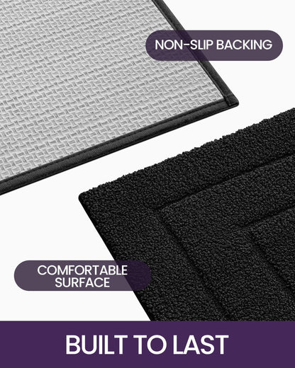DEXI Bathroom Rug 43x24, Non Slip Washable Bath Mat for Shower Floor, Extra Large Absorbent Soft Bathmat with Rubber Backing, Quick Dry Microfiber Carpet, Black