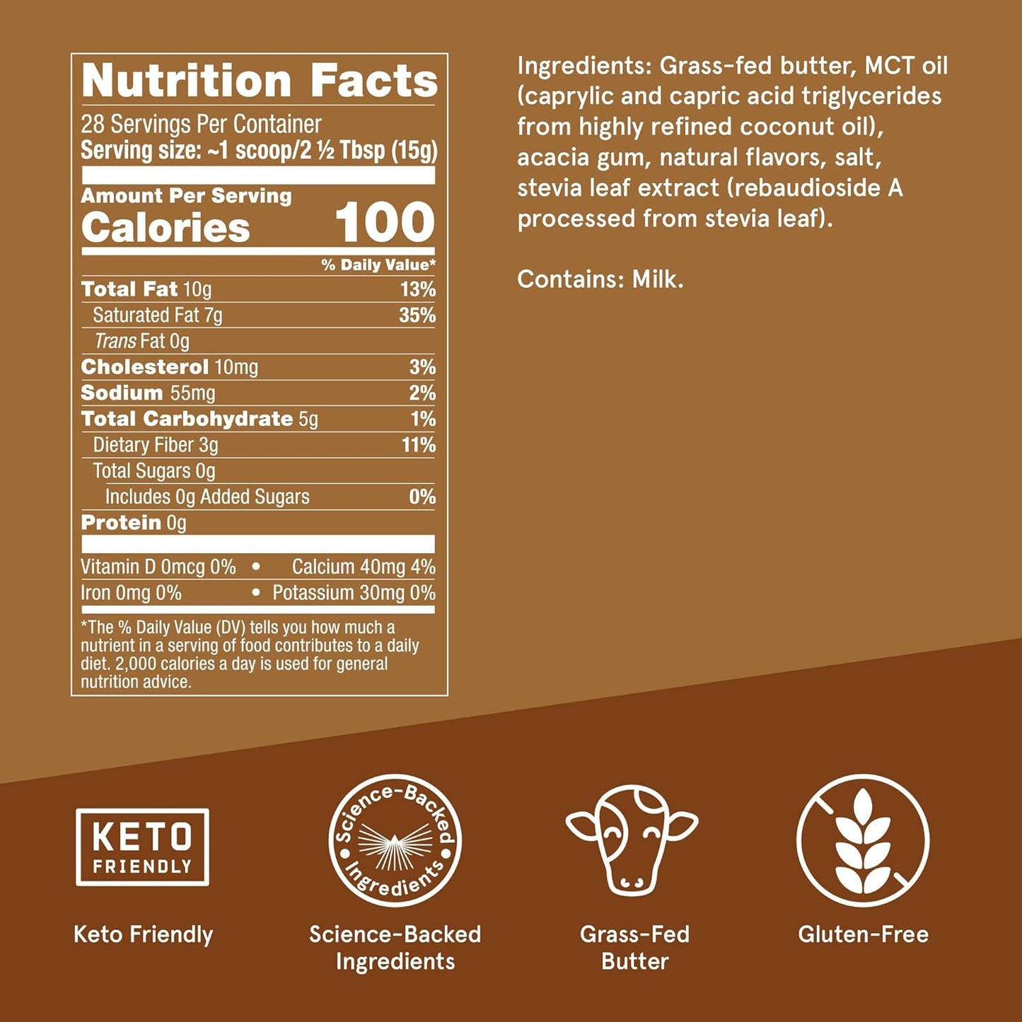 Bulletproof Hazelnut Creamer, 14.8 Ounces, Keto Coffee Creamer with MCT Oil and Grass-Fed Butter