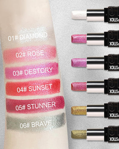 Diamond Glitter Matte Lipstick,Long Lasting Waterproof Green Glod Metallic Sparkling High Pigment Non-Stick Lip Tint Lip Gloss,Full-coverage Lipgloss, Mother's Day Lip Makeup Gift for Women Girl-06