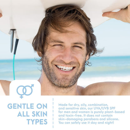 SPF15 Broad Spectrum Natural Sunscreen, Soothing & Hydrating Sunscreen Lotion, Plant-Based Sun Block, Water-Resistant Sun Screen Protector for Face and Body, 4oz - Natural Tone Organic Skincare