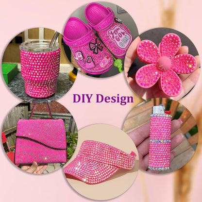 30000Pcs Hot Pink AB Rhinestones for Bedazzling with B7000 Jewelry Glue, Bedazzler Kit Flatback Gems, Resin Rhinestones for Crafting Crafts Clothing Shoes Fabric Nail Art Assorted Size 2/3/4/5/6mm