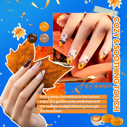 beetles Gel Polish Vivid Seasons, Fall Gel Nail Polish Set, 36 Colors Yellow Burgundy Purple Pink Jelly Shades, 45pcs with Base & Top Coat, UV LED Soak Off DIY Salon Set, Gift for Women & Girls