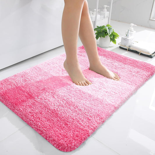 OLANLY Bathroom Rugs Mat 36x24, Extra Soft Absorbent Microfiber Bath Rugs, Rubber Backing, Quick Dry, Machine Washable Bath Mats for Bathroom Floor, Tub and Shower, Home Decor Accessories, Pink