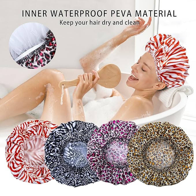 4 pcs shower caps for