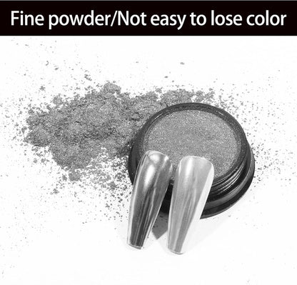 Artdone Chrome Nail Powder, Silver Iridescent Aurora Powder Metallic Mirror Effect Pigment Pearlescent Mermaid Pigment Pearl Glitter Dust Kit, Nail Art Decoration, Resin Craft