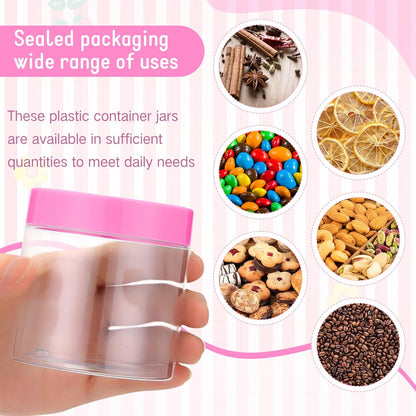 Patelai 4 Pieces Round Wide-mouth Leak Proof Plastic Container Jars with Lids for Travel Storage Makeup Beauty Products Face Creams Oils Salves Ointments DIY Making(8 Ounce,Pink)