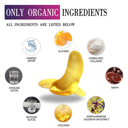 24K Gold Powder Gel Collagen Eye Masks Sheet Patch, Remove Bags,Dark Circles &Puffiness,Reduce Wrinkle,Moisturising,Hydrating for Blackheads (10 Pairs)