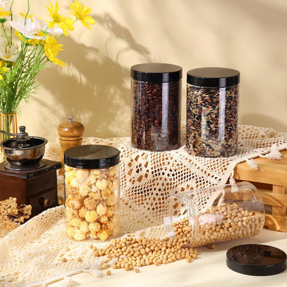 Patelai 4 Pieces Round Wide-mouth Leak Proof Plastic Container Jars with Lids for Travel Storage Makeup Beauty Products Face Creams Oils Salves Ointments DIY Making(27 Ounce,Black)